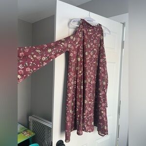 Floral Print Cold Shoulder Dress